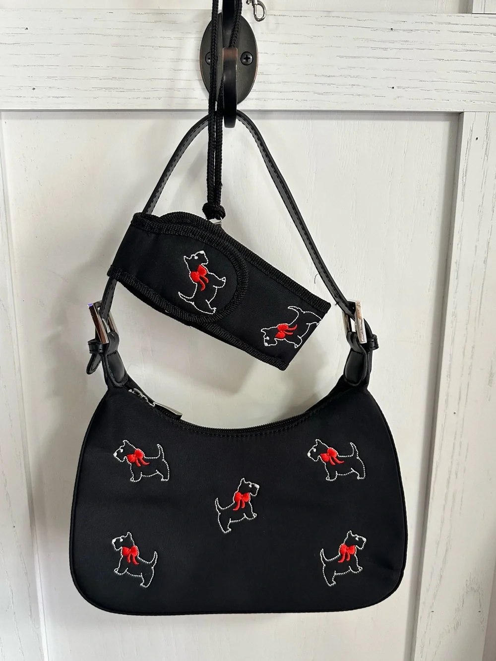 Y2K Mini Shoulder Bag with embroidered Scottish Terriers